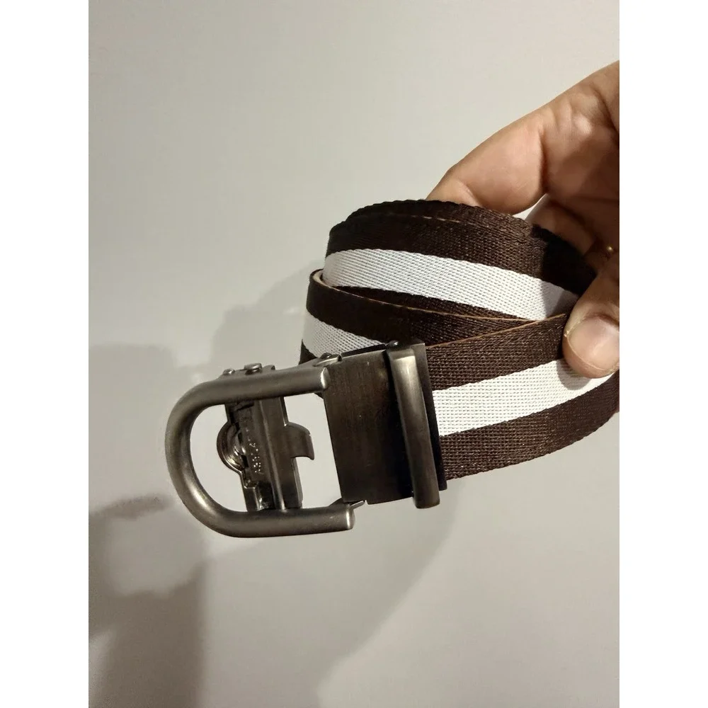 Nexbelt Men's Ratchet Golf Belt Brown White‎ Adjustable Classic System 45